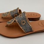 Jack Rogers  Women's Black & White Nantucket Leather Thong Flat Sandals Size 7 Photo 4