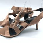 via spiga Jett Sandals Heels Strappy Satin Slip On Brown Open Toe Size 6.5 Photo 2
