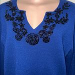 Dress Barn  woman blue glitter sparkly plus size 18/20 black sequins sweater Photo 1