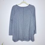 ZARA  Trafaluc Large‎ Fine Striped Long Sleeve Crew Neck High Low Hem Stretch Top Photo 5