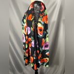 EST 1946 Women Bright Colorful Floral Lace Top Blouse Long Sleeve Tie Neck Sz XL Black Photo 2