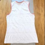 L’Etoile Zip Front Tennis Tank Top in White with Red and Yellow Trim Size Large Photo 2