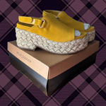 Kelsi Dagger Cow Suede Yellow Open Toe Wedge Sandals -  Brooklyn Photo 0