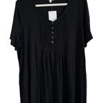 kim rogers Women's Black Honeycomb V-Neck Short Sleeve Flowy Top Size XXL NWT Photo 0