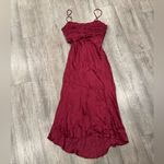 ASTR  Burgundy Satin Midi Dress Photo 3