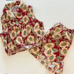 American Vintage CALIFORNIA CONCEPTS Vtg Y2K Top & Mini Shorts Set Red Floral Rave Retro Womens M Photo 0