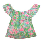 Lilly Pulitzer Lilly‎ Pulitzer Flamingo Print Ruffle Off Shoulder Dress Resort Wear XL Photo 0