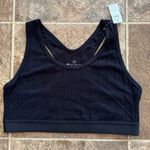 Aerie  Cozy Class Ribbed Knit Sports Bra True Black Size Large Photo 0