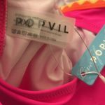 Shell Trim Front Strappy Back Tie neon hot pink One Piece Swimsuit size XXL NWT Photo 5