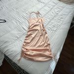 Leau Cabo gold satin adjustable strappy rouched mini dress M NWT Size M Photo 3