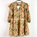 ZARA NWT  Floral Print V-Neck Ruffle Sleeve Babydoll Mini Dress Size Medium Photo 7