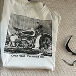 Urban Outfitters men’s white biker, motorcycle, graphic T-shirt, large cotton Photo 8