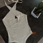 REORIA  Butsmooth® Women's Trendy Sexy Criss Cross Halter Neck Sleeveless Thong Bodysuits Tops Clubwear Photo 4