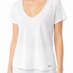 Alo Yoga  White Scoop Neck T Shirt Photo 0