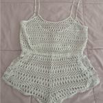 Victoria's Secret  White Crochet Cover-Up romper, size S beach sheer boho cottage Photo 15