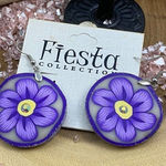 Retro Polymer Hand Painted Flower Earrings Purple Photo 0