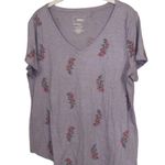 Sonoma  Light Purple Floral V Neck Top Women Size Large Soft Casual Pastel Shirt! Photo 1