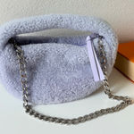 BY FAR Baby Cush Lilac Shearling Chain Strap Shoulder Bag Purple Photo 0