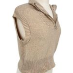 Pink Rose Sleeveless Beige Mock Neck Quarter Zip Sweater Vest Size Small Photo 2