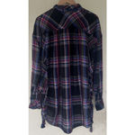 Free People Nordic Day Side Lace Up Flannel Top Shirt Tunic M Oversized Cabin Photo 4