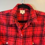 Sundry  Top Red & Black Plaid Button Up 100% Cotton Flannel Sz 1 (Sz S) EUC Photo 1