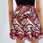 Anthropologie Floral Print Ruffle Tiered Mini Skirt Red Pink Size S Viscose Photo 2