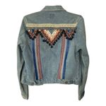 BOOMBOOM Size M Embroidered Jean Jacket Light Denim Pom Tassel Southwestern Boho Blue Size M Photo 2