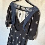 Free People  Mockingbird Mesh Inset Mini Dress Women's Size 2 Black and Blue Photo 5