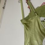 Selfie Leslie New! Rose Garden Floral Applique Midi satin Dress Lime green Med Photo 11