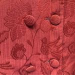 2 Piece Set Vintage Skirt and Jacket Rust Red Embossed Floral Double Breasted 18 Photo 4