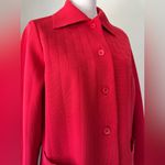 Vintage ‘70s Dorce Bright Red Button Front Collared Cardigan Sweater Size L Photo 3