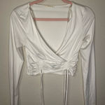 Timing  White Ruched Wrap Blouse Photo 0