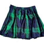 Aerie  Pleated Plaid Mini Skirt Green/Blue Small Photo 2