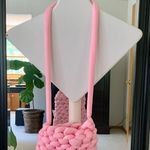 Handmade Woven Pink Bucket Purse/Bag Photo 2