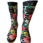 Joules Rain Boots Mid Calf Molly Welly Stripe Floral Size US: 8 UK: 6 Blue Photo 7