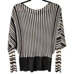 Michael Simon Black White Striped Metallic Sweater Bead Necklace Women’s‎ Medium Photo 4