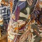 Topshop Women’s  Short Sleeve Tiger and Camo Print Shift Dress Spring Vacay Sz L Photo 3