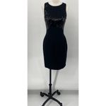 Vintage 90s Sequin Bodice Mini Dress Racerback Empire Waist High Neck Black XS Photo 2