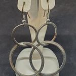 Silver Tone Dangling Hoop Earrings Silver Photo 0