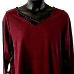 Belle by Kim Gravel Long Sleeve Top, Faux Leather Trim Photo 2
