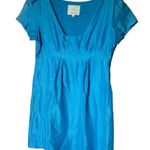 Madison Marcus Light Blue 100% Silk Style Mini Dress Poof Sleeve Large Photo 0