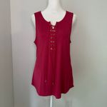 White House | Black Market  berry red lace-front sleeveless top size L Photo 1
