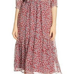 Ba&sh Bonnie Midi Dress In Bordeaux Floral Print Size 4 XS Photo 0