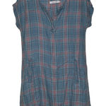 Billy‎ T Shirt Dress Size Small Blue Pink Plaid Pockets Lyocell Womens SS Photo 0