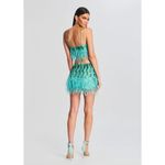 retrofete Tai Feather Sequin Mini Skirt Sea Foam Womens Size Small Green Photo 2