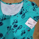 LuLaRoe Nicole Teal Bicycle Print Dress Size XL Photo 1
