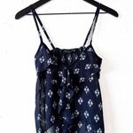 Living Doll Blue and White Printed Ruffle Strap Top Women's Size S Photo 0