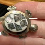 Signed Alpaca Mexico Turtle Tortoise Abalone Shell Brooch Pin Photo 1