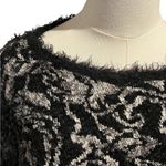 Chico's Chico’s Eyelash-Trim Jacquard Pullover Sweater – Size 2 – Black & Gray Abstract Photo 7