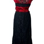 Women’s Gothic Victorian Textured Floral Maxi Mermaid Skirt Black Size M Photo 0